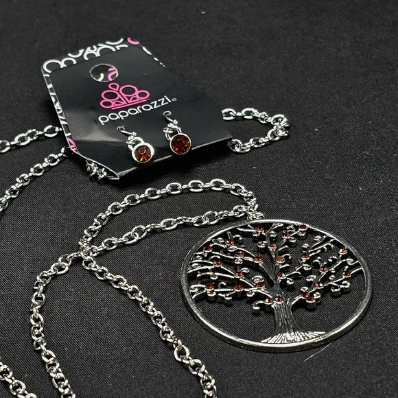 🤎'Autumn Abundance' Brown Silver Long Style Necklace & Earrings Tree Of Life🤎 - Picture 2 of 5